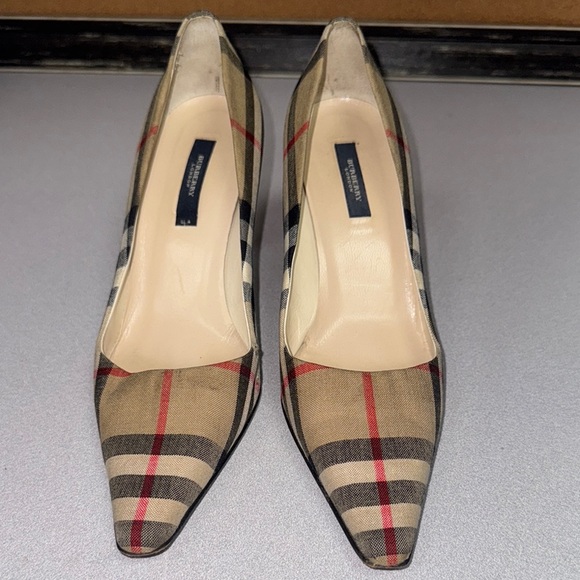 Burberry Plaid Heels - Beige, Red, Black - Picture 1 of 6